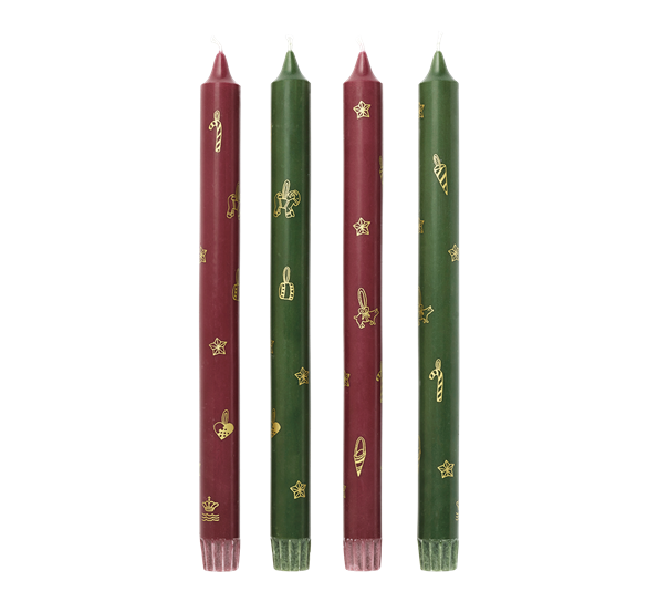 Stjerneriflet Jul kalenderlys 4-pk 28 cm rød grønn fra Royal Copenhagen