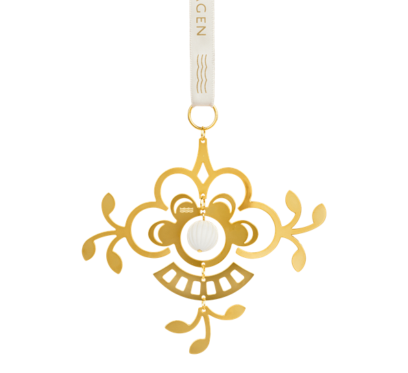 Forgylt juleornament, blomst fra Royal Copenhagen