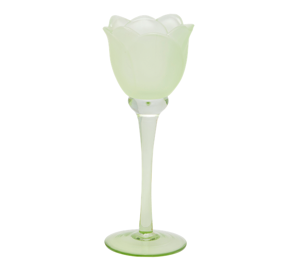 Tulipan telysestake på stett 22 cm sateng finish grønn EDG Enzo de Gasperi