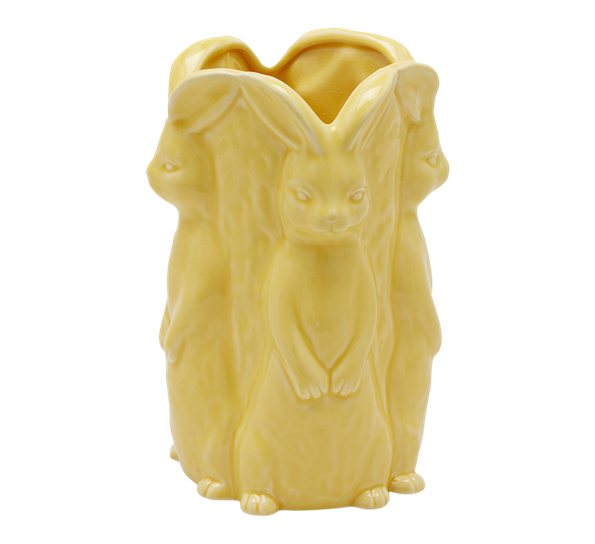 Vase med påskekaniner 24 cm gul EDG Enzo de Gasperi