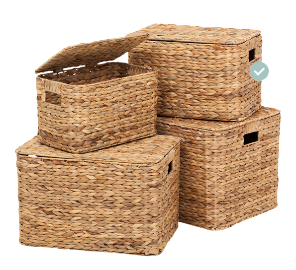 Lily kurv med lokk 26x27 cm vannhyasint natur fra Dixie