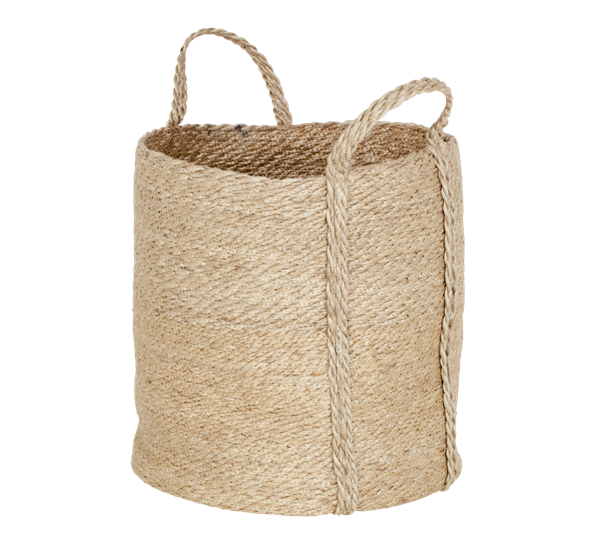 Elin kurv med håndtak twist h33 cm ø33 cm jute naturgrå fra Dixie