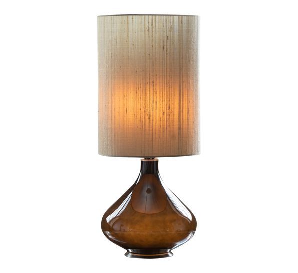 Flavia lampe 48 cm fot sort, silkeskjerm 20x25 cm seda gris fra Flavia