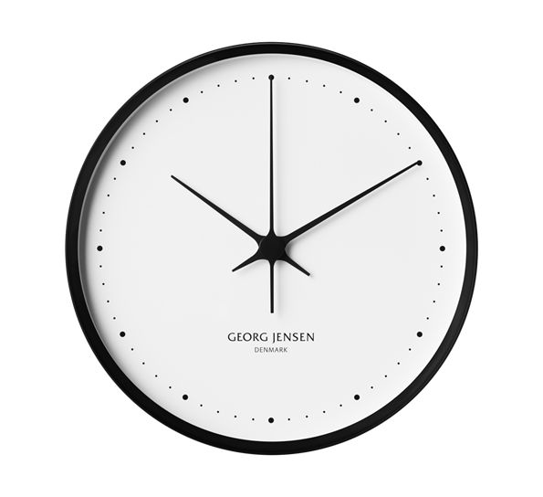 HK veggklokke 30 cm sort og hvit fra Georg Jensen