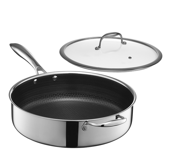 Hexclad sautepanne 30 cm 5L med lokk hybrid fra Hexclad