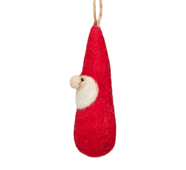 Rød nisse med hempe 10cm Und