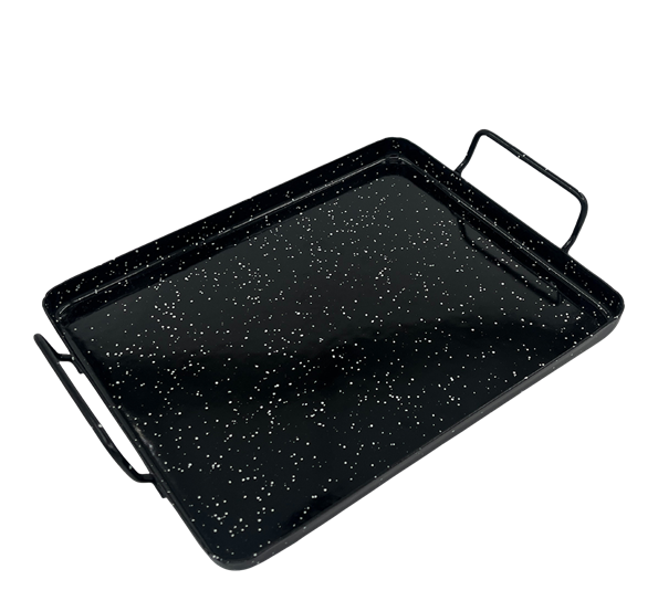<p>Emaljert ovnspanne 25x34 cm stål sort Vaello</p>
