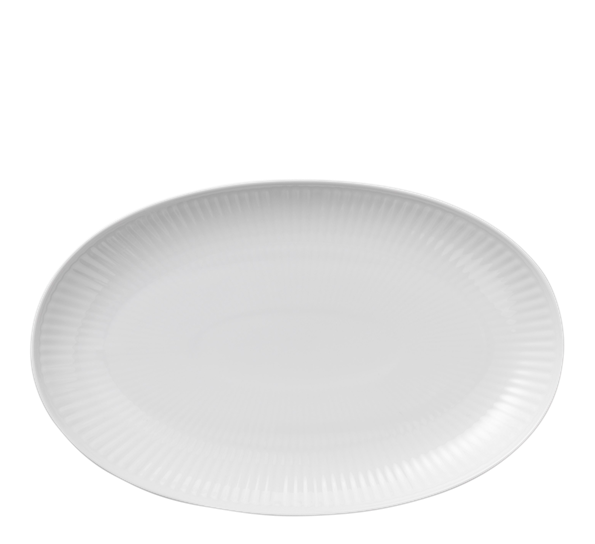 Hvit Riflet asjett oval 23 cm fra Royal Copenhagen
