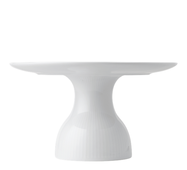 Hvit Riflet fat på fot 20cm fra Royal Copenhagen