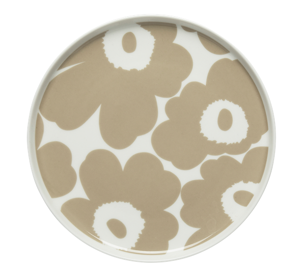 Oiva Unikko asjett 20 cm hvit beige fra Marimekko