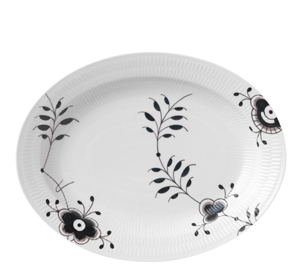 Sort Mega Riflet fat ovalt 36,5 cm fra Royal Copenhagen