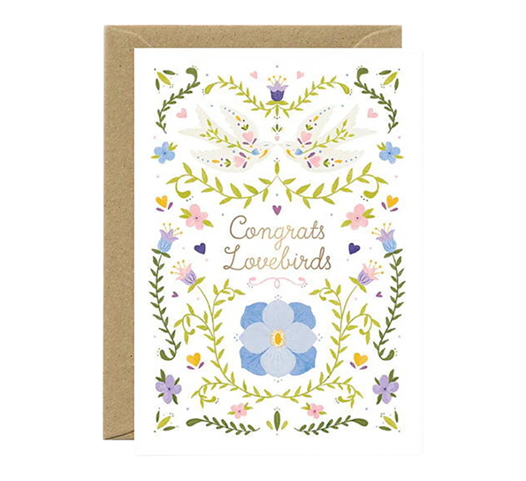 Bryllupskort Congrats lovebirds fra Rifle Paper Co.