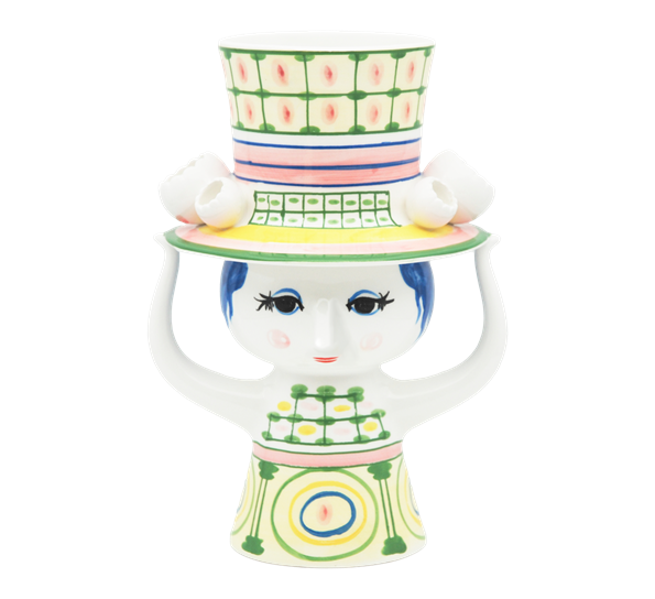 Lady with hat vase 24,5 cm grønn fra Bjørn Wiinblad