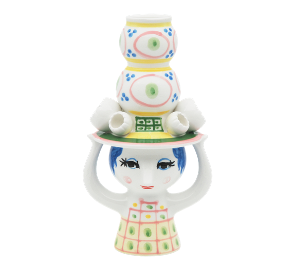 Lady with hat lysestake 16 cm rosa fra Bjørn Wiinblad
