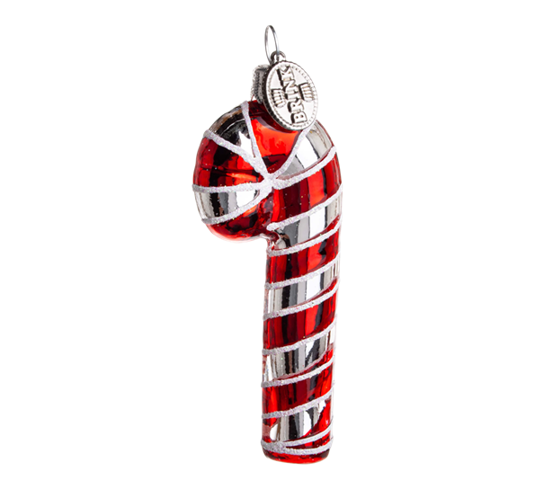 Julekule sukkerstang 8 cm rød hvit Brink Nordic