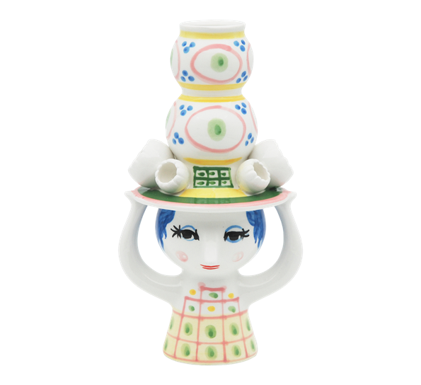 <p>Lady with hat lysestake 16 cm rosa Bjørn Wiinblad</p>
