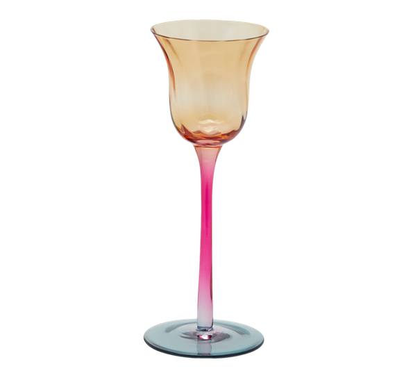 Tulipan telysstake 20 cm rav, fot lyseblå EDG Enzo de Gasperi