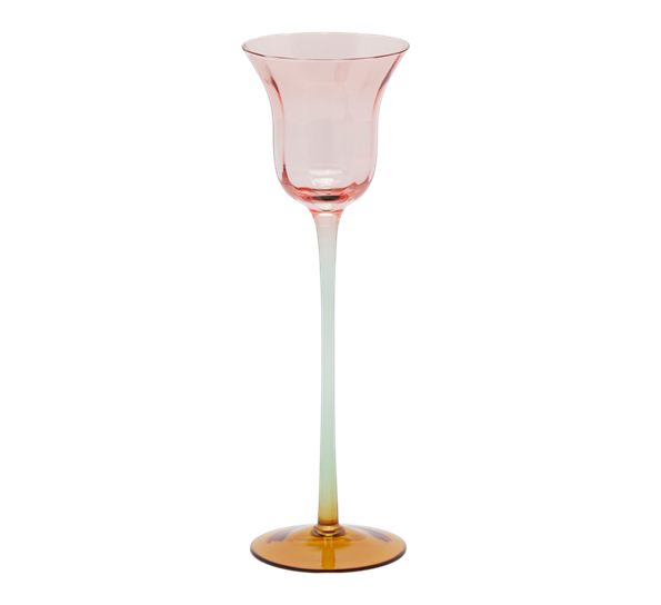 Tulipan telysstake 25 cm rosa, fot mørk rav EDG Enzo de Gasperi