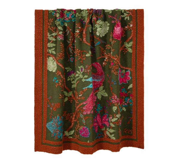 Paradisiaco verde merinoullpledd 150x190 cm grønn oransje fra Frati Home