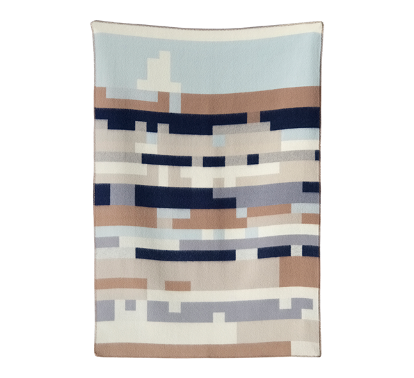 Bergstaden pledd beige blått fra Røros Tweed
