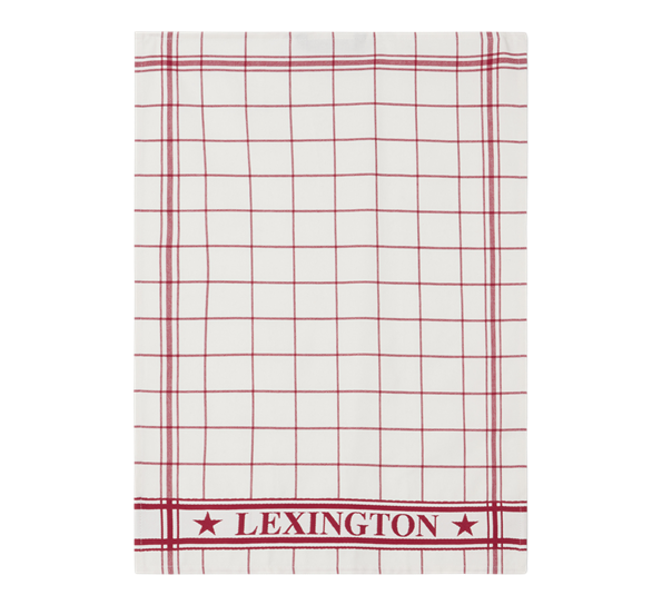 <p>Checked kjøkkenhåndkle hvit rød 50x70 cm fra Lexington</p>