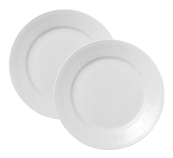 Hvit Riflet asjett 22 cm 2-pk fra Royal Copenhagen