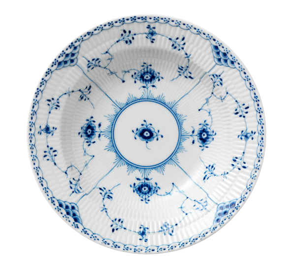 Musselmalt Halvblonde tallerken dyp 21 cm fra Royal Copenhagen