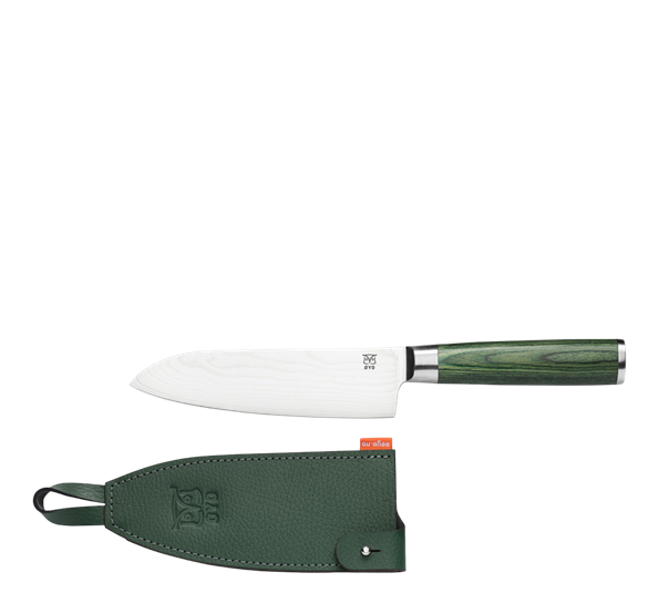 Skarvet Santoku kokkekniv 16,5 cm grønn fra Øyo