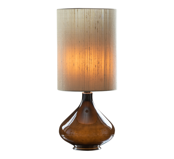Flavia lampe 48 cm fot sort, silkeskjerm 20x25 cm grågrønn Flavia