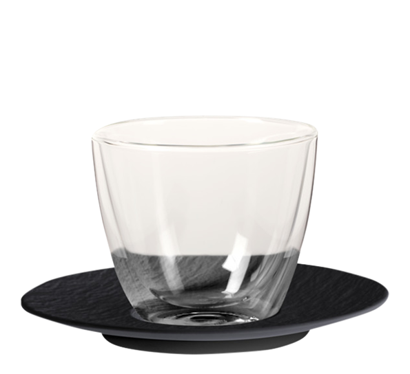 Manufacture Rock sort kaffekopp med tefat fra Villeroy & Boch