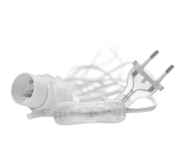 Ledning med bryter 5m transparent fra Watt & Veke