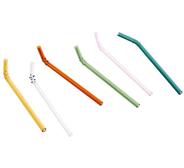 Sip Dots sugerør borosilikatglass 6-pk fra HAY