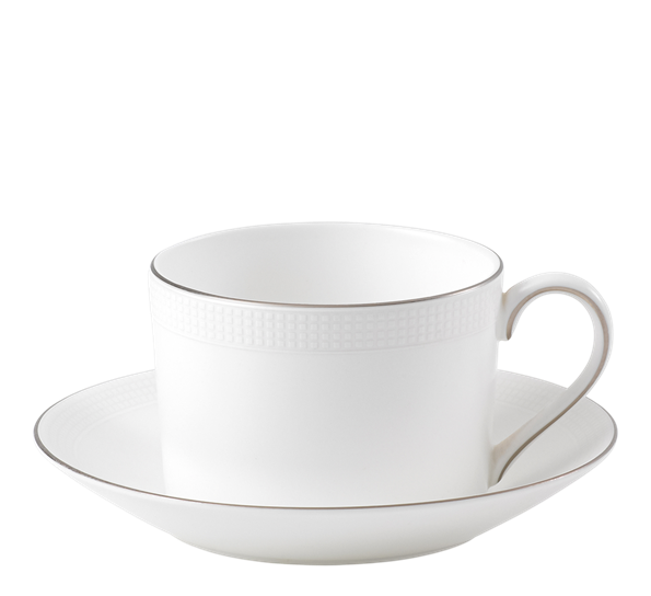 Blanc Sur Blanc tekopp med skål 30 cl fra Wedgwood