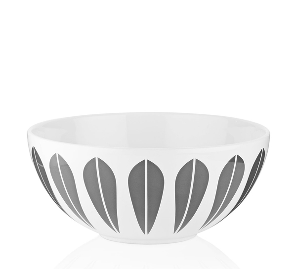 Lotus skål 24 cm hvit m grå dekor fra Lucie Kaas