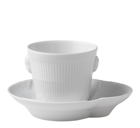 White Elements espressokopp med skål 10 cl fra Royal Copenhagen