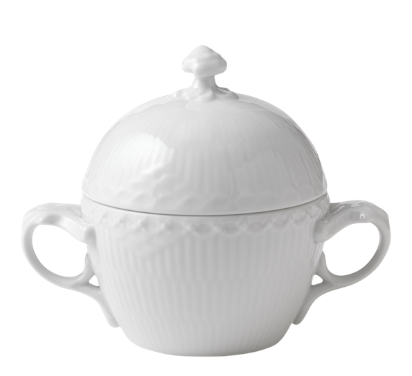 Hvit Halvblonde sukkerskål med lokk 20 cl fra Royal Copenhagen