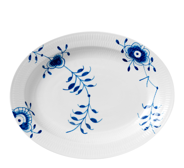 Blå Mega Riflet fat ovalt 36,5 cm fra Royal Copenhagen
