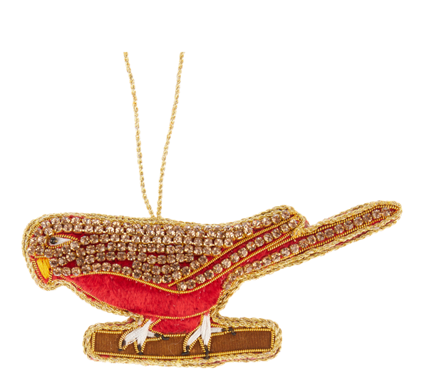 <p>Undelat med broderinger 5cm krystaller rød gull Tinker Tailor</p>