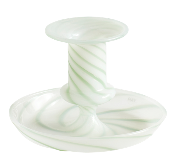 Flare Stripe lysestake h7,5 cm grønn hvit fra HAY