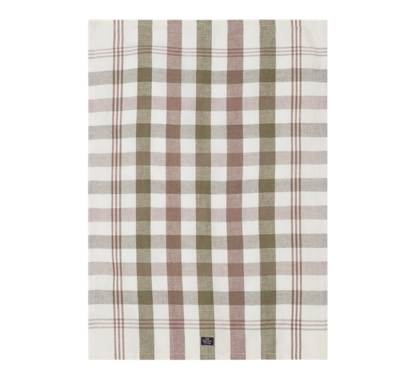 <p>Checked kjøkkenhåndkle 50x70 cm oliven hvit fra Lexington</p>
