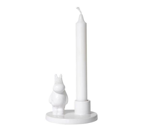 Lysestake Mummitrollet keramikk hvit fra Pluto Design