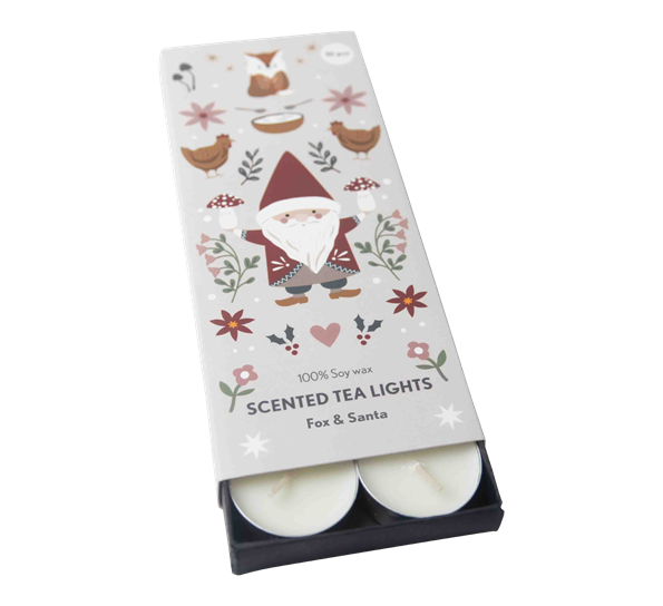 Duftlys telys Fox & Santa 10-pk fra Pluto Design