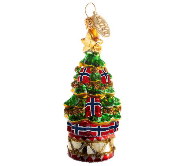 Julekule juletre med norske flagg 8 cm fra Brink Nordic