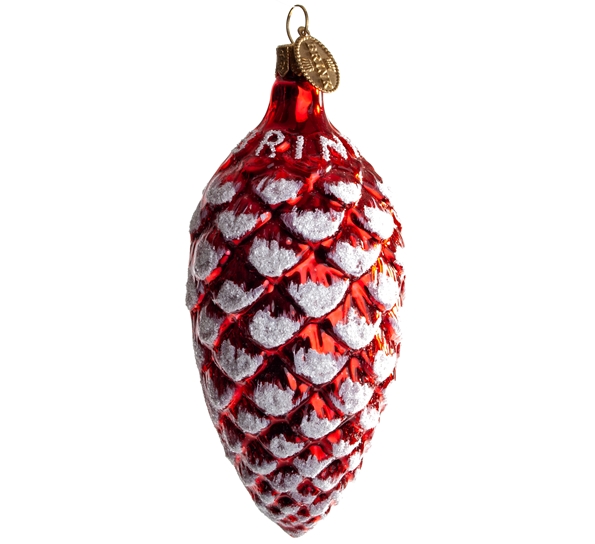 Julekule kongle rød 6x3cm fra Brink Nordic