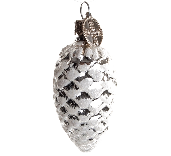 Julekule kongle hvit 6x3 cm fra Brink Nordic