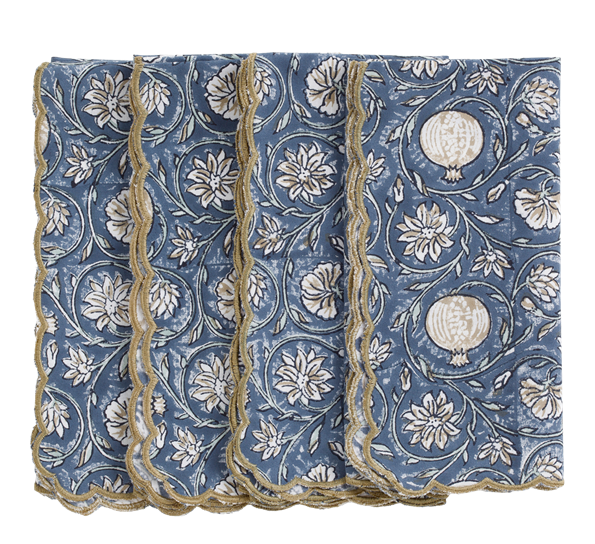 Tangier Pomegranate servietter 4-pk blå 50x50cm fra Chamois