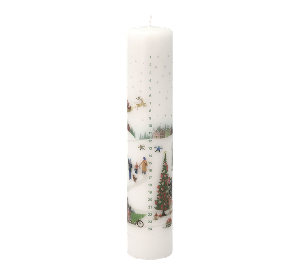 Vinter kalenderlys 25cm hvit Pillivuyt