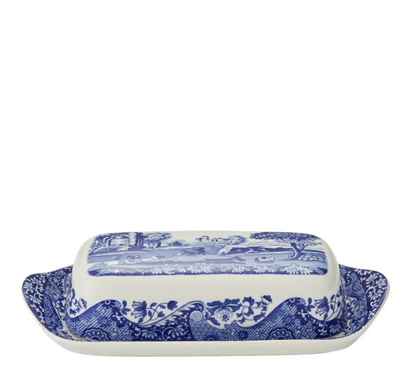 Blue Italian smørboks med lokk 20x10cm fra Spode