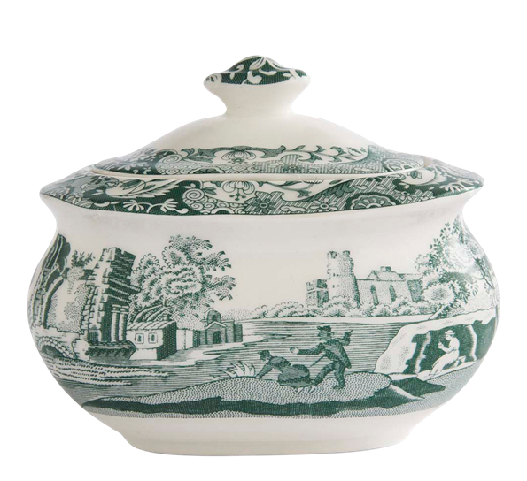 Green Italian sukkerskål med lokk 25 cl fra Spode