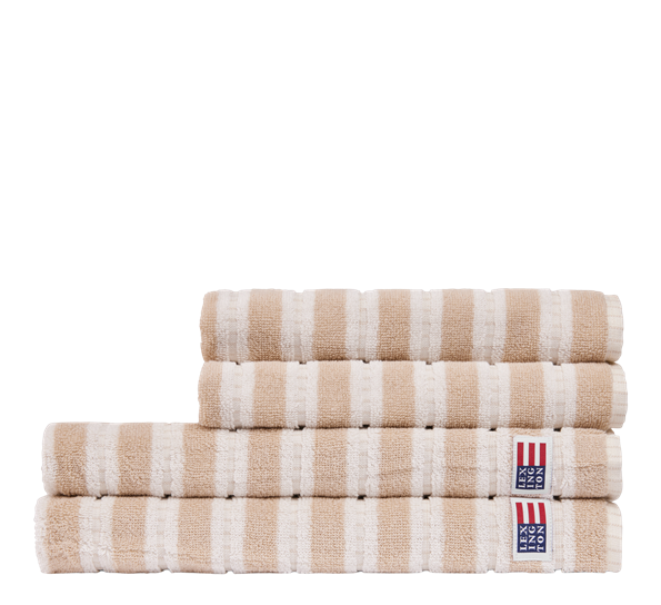 Terry håndkle striper 50x70 cm beige offwhit Lexington